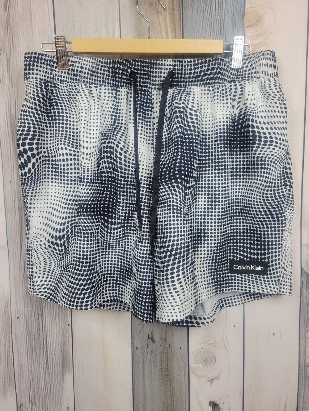 Calvin Klein Blacj White Gradient Dot Pattern Swim Shorts Trunks Size Large